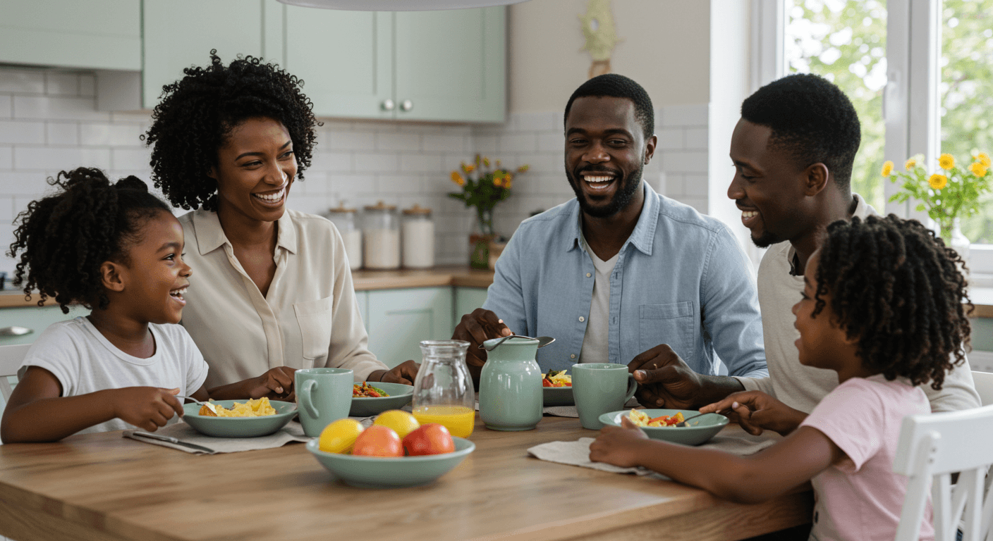 Happy family financial security